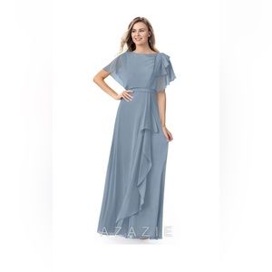 A-line pleated chiffon floor-length dress